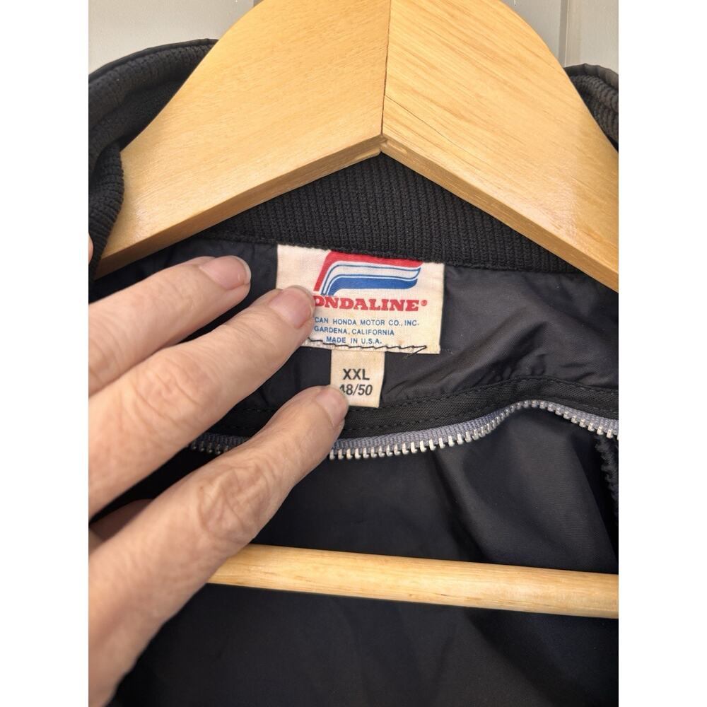 Hondaline Honda OEM VTG 70s 80s Black Red Biker Bomber Jacket Windbreaker XXL - Picture 8 of 12